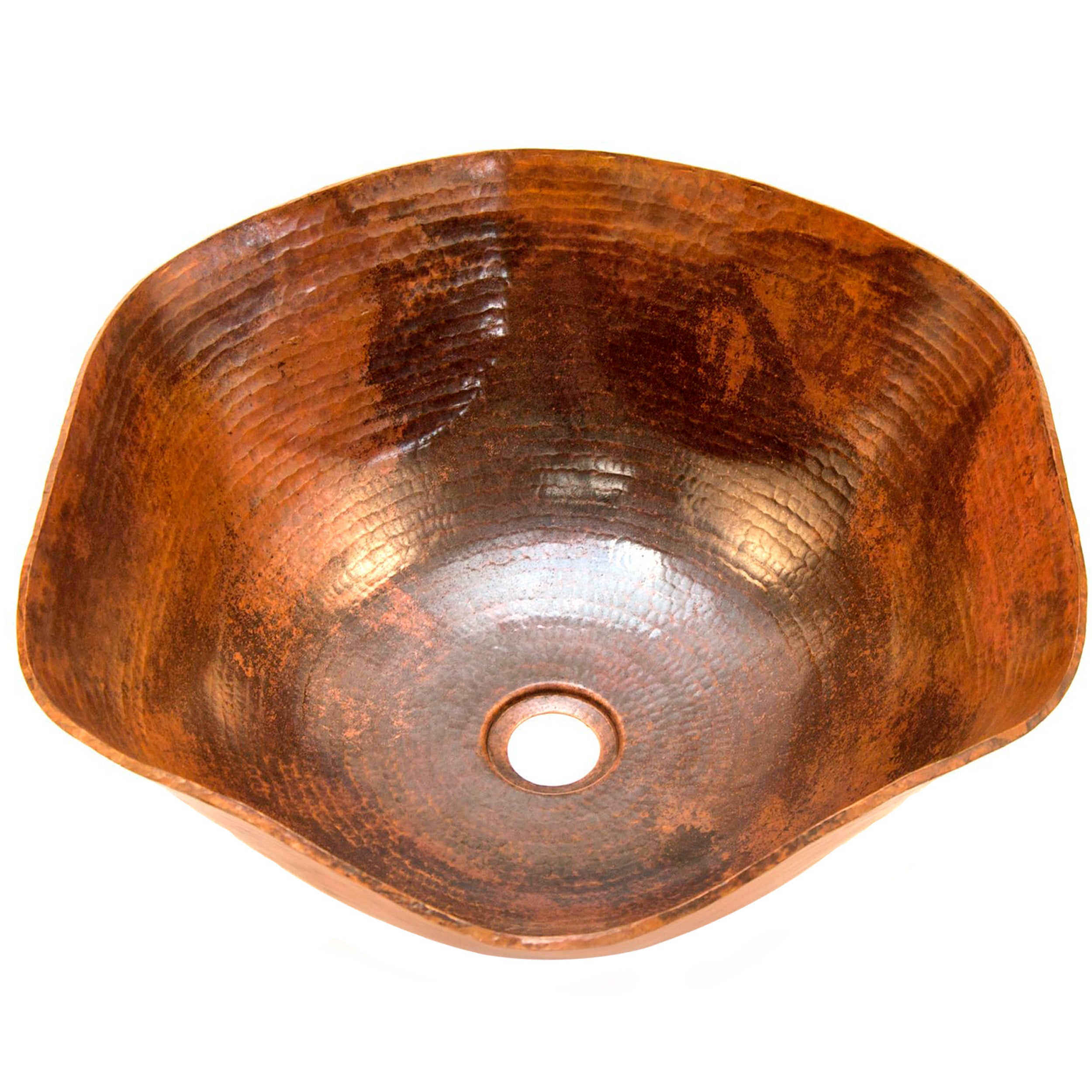 Novatto TCV-005NA Andulusia Scalloped Edged Copper Bath Vessel Sink with Natural Finish, 16-Inch Width